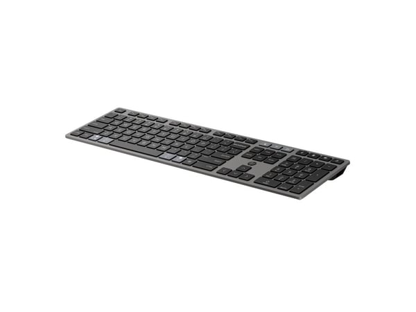 HP 725 - Tastatur- og mussett - multi-enhet, oppladbar, drevet av SuperCapacitor - full size - trådløs - Bluetooth, 2.4 GHz - Spansk - kveldningssv...