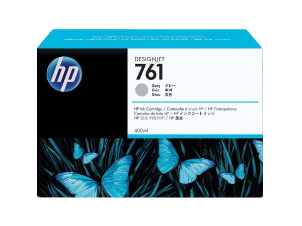 HP 761, harmaa Designjet-mustekasetti, 400 ml, HP DesignJet T7100 -tulostin; HP DesignJet T7200 -tuotantotulostin, Lämpömustesuihkutulostin, Harmaa...