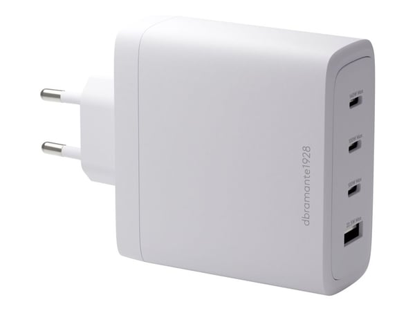 dbramante1928 re-charge - Strømadapter - 140 watt - 4 utgangskontakter (3 x USB-C, USB) - hvit