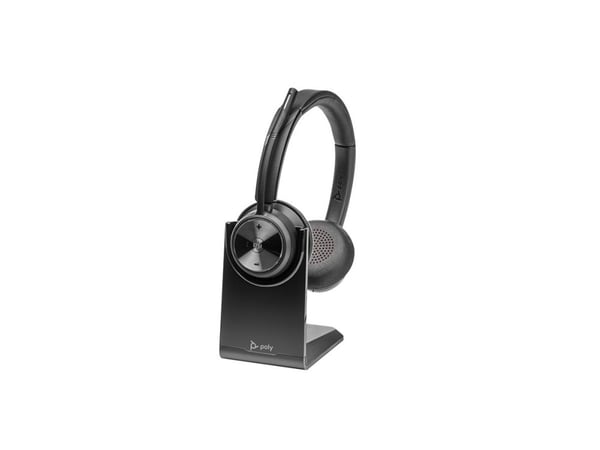 HP Poly Savi 7320 - Savi 7300 series - hodesett - on-ear - DECT - trådløs - USB-A via DECT adapter - svart - Certified for Microsoft Teams, UC-sert...