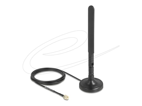 Delock - Antenne - dipol - Wi-Fi - 3 dBi - rundtstrålende - innendørs, magnetmonterbar