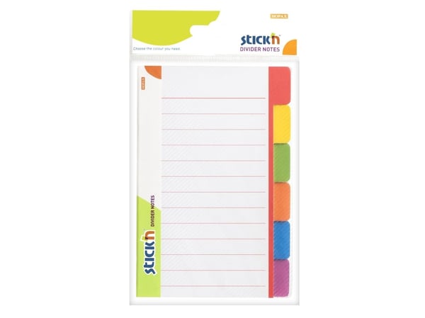 Notepad med Skilleark 148x98 6 Faner Linjeret Hvid