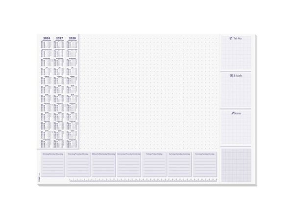 Sigel skriveunderlag Lilac 2026/2027/2028 hvit/lilla papir 30 (H6355)