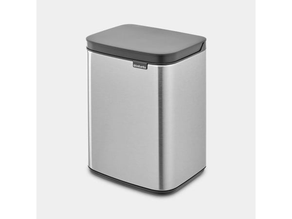 Brabantia Bo Waste Bin, 4 l, Rektangulær, Stål, Sort, Stål, Stål, Manuell