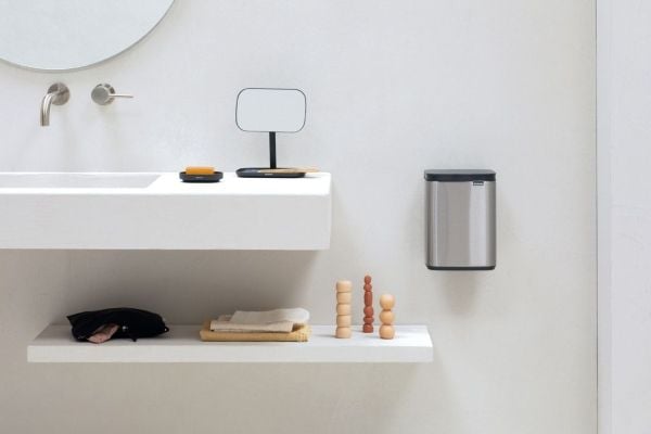 Brabantia Bo Waste Bin, 4 l, Rektangulær, Stål, Sort, Stål, Stål, Manuell