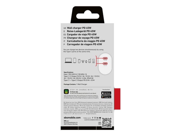 SBS TETR2CPD45W, Innendørs, AC, Hvit