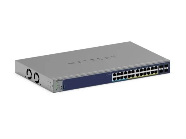 NETGEAR Smart GS728TXUP - V3 - switch - L3 Lite - smart - 24 x 10/100/1000 (PoE++) + 4 x 10 Gigabit SFP+ - stasjonær, rackmonterbar - PoE++
