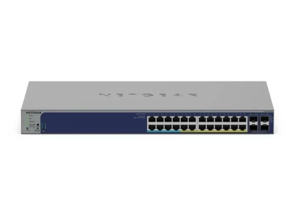 NETGEAR Smart GS728TXUP - V3 - switch - L3 Lite - smart - 24 x 10/100/1000 (PoE++) + 4 x 10 Gigabit SFP+ - stasjonær, rackmonterbar - PoE++