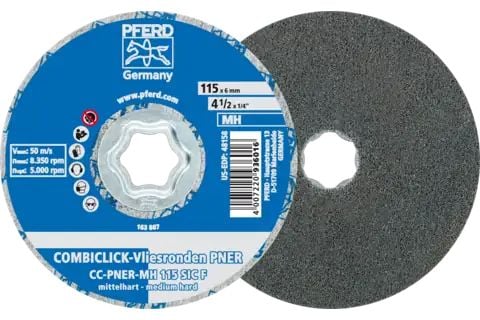 PFERD COMBICLICK non-woven discs PNER, 11,5 cm, 5 stykker