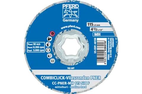 PFERD COMBICLICK non-woven discs PNER, 11,5 cm, 5 stykker