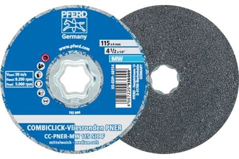 PFERD COMBICLICK non-woven discs PNER, 11,5 cm, 5 stykker