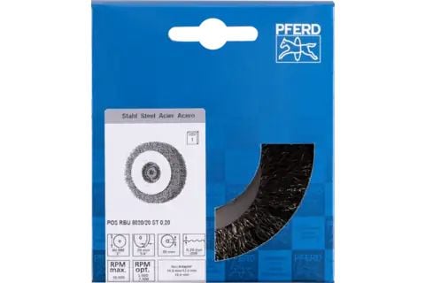 PFERD Wheel brushes crimped, wide, universal use, with hole, 8 cm, 1 stykker