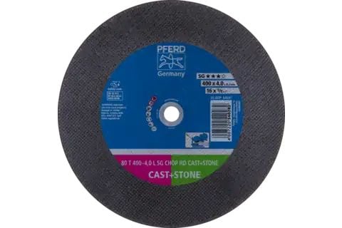 PFERD 80 T 400-4,0 L SG CHOP HD STØP+STEIN/25,4, Støpejern, Metall uten jern, Plast, Aluminium, PFERD, 2,54 cm, 40 cm, 3800 o/min, 10 stk.