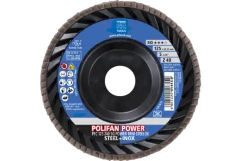 PFERD POLIFAN flap discs zirconia alumina Z SG POWER TRIM STEELOX, 12,5 cm, 10 stykker