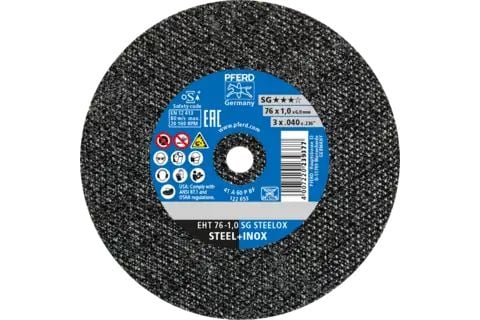 PFERD Cut-off wheels for straight grinders metric SG STEELOX, 7,6 cm, 50 kpl