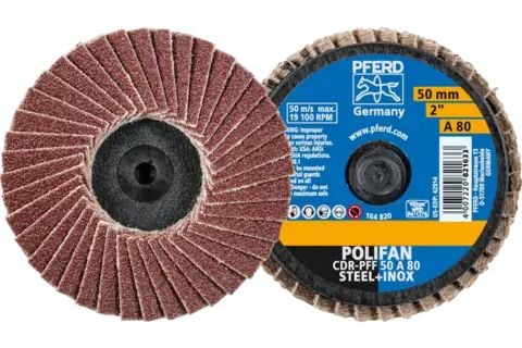 PFERD 47202090 CDR PFF 50 A 80 Flikslipskiva Diameter 50 mm Brons , Titan, Titanlegering, Koppar, Mässing , Rostfritt stål, Grå/duktilt järn, Formbar,