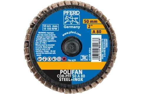 PFERD 47202090 CDR PFF 50 A 80 Flikslipskiva Diameter 50 mm Brons , Titan, Titanlegering, Koppar, Mässing , Rostfritt stål, Grå/duktilt järn, Formbar,