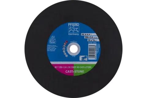 PFERD 80 T 350-3,4 L SG CHOP HD CAST+STONE/25,4, Valurauta, Metalli ilman rautaa, Muovi, Alumiini, PFERD, 2,54 cm, 35 cm, 4400 rpm, 10 kpl