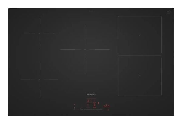 Siemens ED81AHWB1E, Svart, Inbyggnad, 80 cm, Zon induktionshäll, Keramik, 5 zon(er)