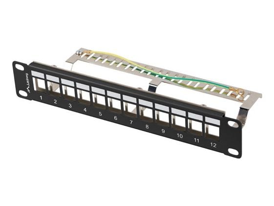PATCHPANEL BLANK 12 PORTAR 1U 10" FTP MED ORGANISATÖR FÖR KEYSTONE-MODULER SVART LANBERG