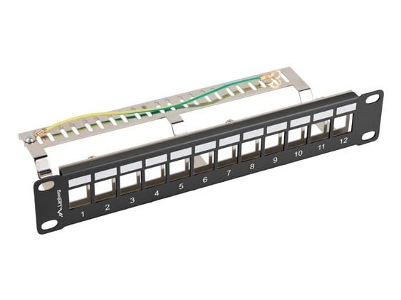 PATCHPANEL BLANK 12 PORTAR 1U 10" FTP MED ORGANISATÖR FÖR KEYSTONE-MODULER SVART LANBERG