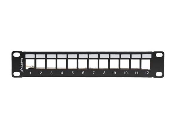 PATCHPANEL BLANK 12 PORTAR 1U 10" FTP MED ORGANISATÖR FÖR KEYSTONE-MODULER SVART LANBERG