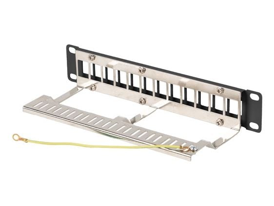 PATCHPANEL BLANK 12 PORTAR 1U 10" FTP MED ORGANISATÖR FÖR KEYSTONE-MODULER SVART LANBERG