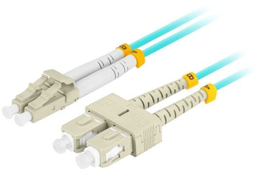 Lanberg - Koblingskabel - LC/UPC-multimodus (hann) til SC/UPC-multimodus (hann) - 2 m - 3 mm - fiberoptisk - dupleks - 50 / 125 mikroner - OM3 - ha...