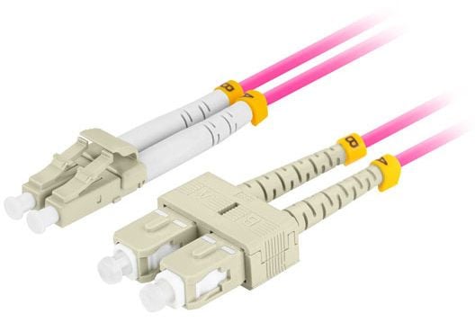 Lanberg - Koblingskabel - LC/UPC-multimodus (hann) til SC/UPC-multimodus (hann) - 2 m - 3 mm - fiberoptisk - dupleks - 50 / 125 mikroner - OM4 - ha...