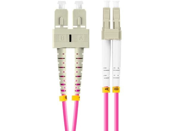 Lanberg - Koblingskabel - LC/UPC-multimodus (hann) til SC/UPC-multimodus (hann) - 2 m - 3 mm - fiberoptisk - dupleks - 50 / 125 mikroner - OM4 - ha...