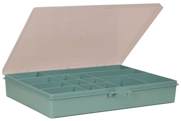 Oppbevaringsboks med 14 rom 55x33,2x25,4 cm, turkis