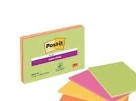 Post-it Super Sticky 6845-SS - Klistrelapper - large - 152 x 203 mm - 180 ark (4 x 45) - grønn, oransje, rosa, gul