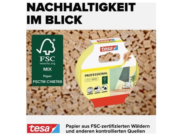 TESA 56270, For malere, Papir, Gult, Smooth (glatt), 150 dager, 25 m