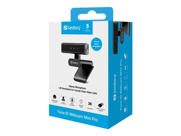 Sandberg Face-ID Webcam Mini Pro  - 5 MP, 2560 x 1440 pixel, 2K Ultra HD