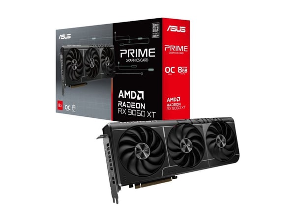 ASUS PRIME - OC Edition - grafikkort - Radeon RX 9060 XT - 8 GB GDDR6 - PCI Express 5.0 - HDMI, 2 x DisplayPort - låda
