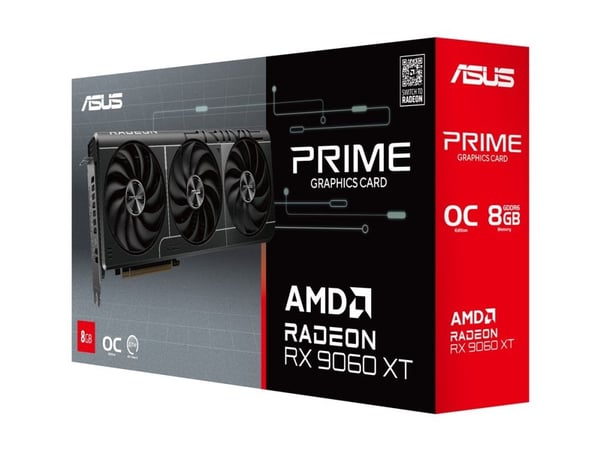 ASUS PRIME - OC Edition - grafikkort - Radeon RX 9060 XT - 8 GB GDDR6 - PCI Express 5.0 - HDMI, 2 x DisplayPort - låda