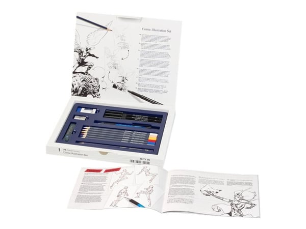 Faber-Castell Creative Studio Comic Illustration set The Famazings - Brush pen, fineliner, mechanical pencil, colored pencil and pencil set - 15 deler