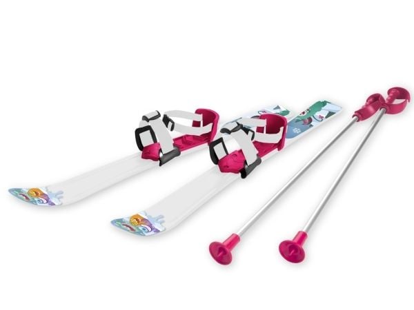 Skidor för barn 90 cm med pjäxor? (skistavar), vit/rosa Skidor för barn 90 cm med pjäxor? (skistavar), vit/rosa