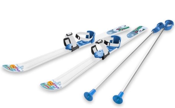 Skidor för barn 70 cm med skistavar vit/blå Skidor för barn 70 cm med skistavar vit/blå