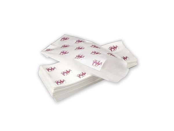 Fransk hotdog pose, 30 x 70 x 180 mm flat bag, Papir, hvid, pakke a 1000 stk palle a 105 pakker, pal