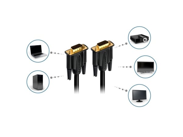 deleyCON MK1752, 1,5 m, VGA (D-Sub), VGA (D-Sub), Hankjønn, Hankjønn, Sort