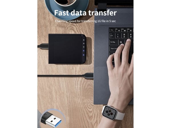 Cabletime CT-C160-U33-CMAMN-B2, 2 m, USB C, USB A, USB 3.2 Gen 1 (3.1 Gen 1), 5 Gbit/sek, Sort
