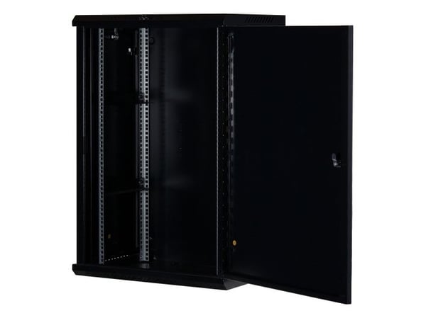 Rockstable RS19-6418S, Veggmonterbar hylle, 18U, 60 kg, Nøkkellås, Justerbare bein, Sort