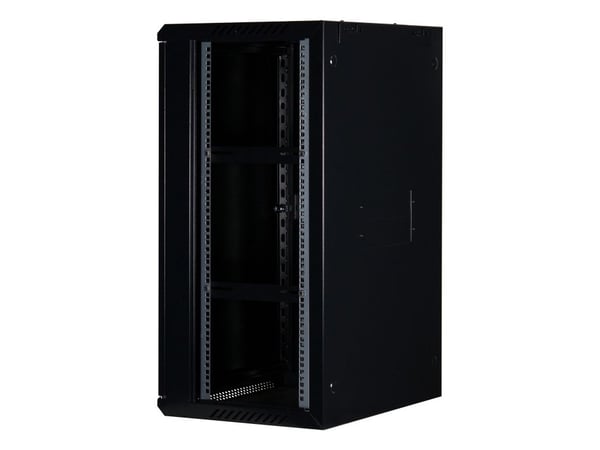 Rockstable RS19-6418S, Veggmonterbar hylle, 18U, 60 kg, Nøkkellås, Justerbare bein, Sort