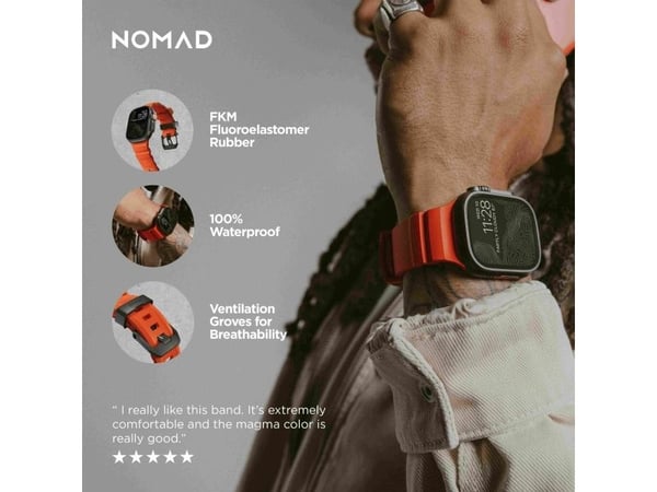 Nomad Rocky Point Band, Band, Smartklokke, Svart, Apple, Ultra / 46mm, Lær, Titan