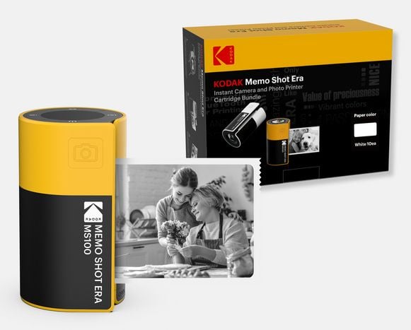 KODAK Memo Shot ERA 2in1-kamera Bluetooth-valokuvatarratulostin / M100 / keltainen