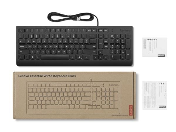 Lenovo Essential - Tastatur - USB - QWERTY - Svensk/finsk - svart - brun boks