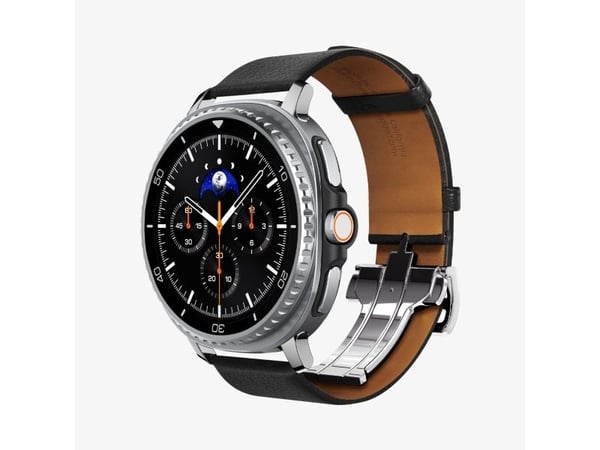 Spigen Enzo, Band, Smartklokke, Svart, Samsung, Watch 8 (40/44 mm)/Watch 8 Classic (46mm), Ekte lær