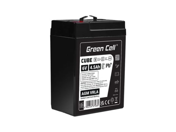 Green Cell Green Cell Cube AGM VRLA IP54 6V 4,5Ah Vedlikeholdsfritt batteri for kassaapparat Alarmsystem leker