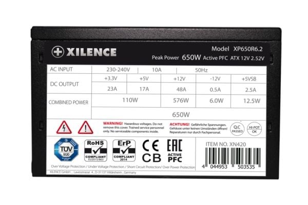 Xilence Performance C XP650R6.2 power supply unit 650 W 20+4 pin ATX ATX Black